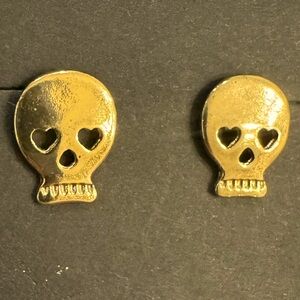 Cute Tiny Gold Filled Skull Post Earrings